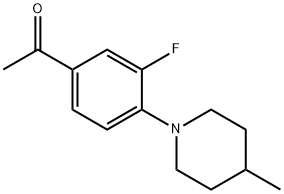 1-[3-氟-4-(4-甲基哌啶-1-基)苯基]乙酮 结构式