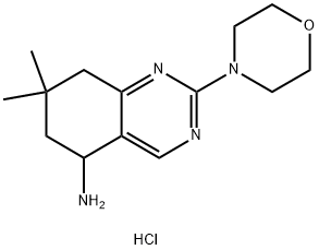 7,7-二甲基-2-吗啉-4-基-5,6,7,8-四氢喹唑啉-5-胺二盐酸盐 结构式