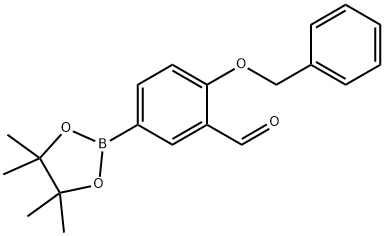 2-(苄氧基)-5-(4,4,5,5-四甲基-1,3,2-二氧硼杂环戊烷-2-基)苯甲醛 结构式