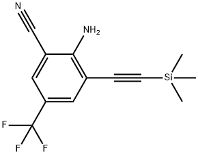2-Amino-5-(trifluoromethyl)-3-[2-(trimethylsilyl)-ethynyl]benzenecarbonitrile 结构式