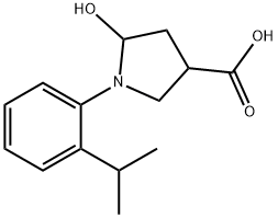 5-Hydroxy-1-(2-isopropylphenyl)pyrrolidine-3-carboxylic acid 结构式