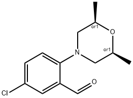 5-Chloro-2-[(2R,6S)-2,6-dimethyl-1,4-oxazinan-4-yl]benzenecarbaldehyde 结构式