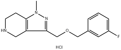 3-{[(3-氟苄基)氧基]甲基}-1-甲基-4,5,6,7-四氢-1H-吡唑并[4,3-C]吡啶盐酸盐 结构式