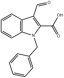 3-甲烷酰-1-(苯基甲基)2-吲哚甲酸 结构式