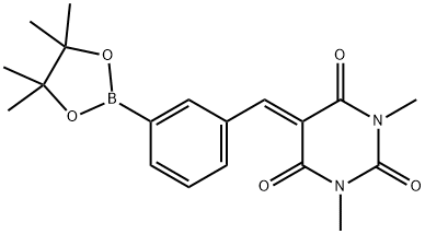 1,3-Dimethyl-5-[3-(4,4,5,5-tetramethyl-[1,3,2]dioxaborolan-2-yl)-benzylidene]-pyrimidine-2,4,6-tr 结构式