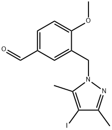 3-[(4-Iodo-3,5-dimethyl-1H-pyrazol-1-yl)methyl]-4-methoxybenzaldehyde 结构式