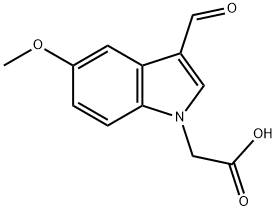 (3-甲酰-5-甲氧基-1H-吲哚-1-基)乙酸 结构式