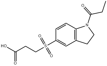 3-[(1-丙酰-2,3-二氢-1H-吲哚-5-基)磺酰基]丙酸 结构式