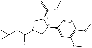(trans-Racemic) 1-tert-Butyl 3-methyl 4-(5,6-di-methoxypyridin-3-yl)pyrrolidine-1,3-dicarboxylate 结构式