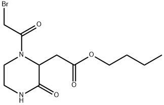 Butyl 2-[1-(2-bromoacetyl)-3-oxo-2-piperazinyl]-acetate 结构式