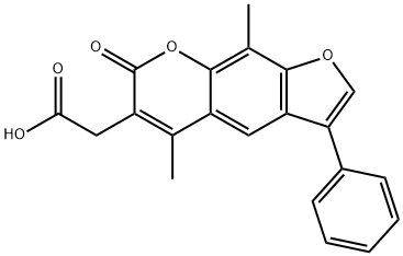 2-(7-氧代-5,9-二甲基-3-苯基-吡喃并[5,6-F]苯并呋喃-6-基)乙酸 结构式