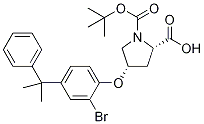 (2S,4S)-4-[2-Bromo-4-(1-methyl-1-phenylethyl)pheno xy]-1-(tert-butoxycarbonyl)-2-pyrrolidinecarboxyl 结构式