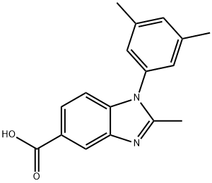 1-(3,5-二甲基苯基)-2-甲基-1H-苯并咪唑-5-羧酸 结构式