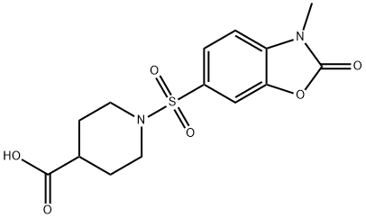 1-[(2-氧代-3-甲基-1,3-苯并恶唑-6-基)磺酰基]4-哌啶甲酸 结构式