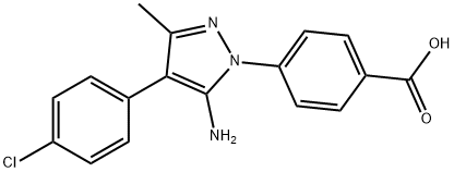 4-(5-氨基-4-(4-氯苯基)-3-甲基-1H-吡唑-1-基)苯甲酸 结构式