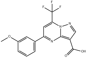 5-(3-甲氧基-苯基)-7-三氟甲基-吡唑[1,5-A]嘧啶-3-羧酸 结构式