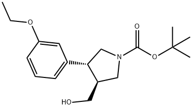 (3R,4S)-3-(3-乙氧苯基)-4-(羟甲基)吡咯烷-1-甲酸叔丁酯 结构式