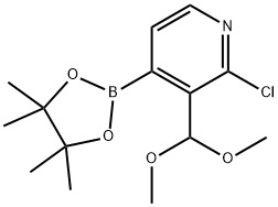 2-Chloro-3-(dimethoxymethyl)-4-(4,4,5,5-tetramethyl-1,3,2-dioxaborolan-2-yl)pyridine 结构式