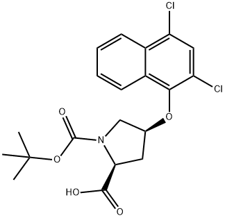 (2S,4S)-1-(tert-Butoxycarbonyl)-4-[(2,4-dichloro-1-naphthyl)oxy]-2-pyrrolidinecarboxylic acid 结构式