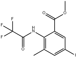 5-碘-3-甲基-2-(2,2,2-三氟乙烷酰氨基)苯甲酸甲酯 结构式