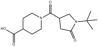 1-[(1-叔丁基-5-氧代吡咯烷-3-基)羰基]哌啶-4-羧酸 结构式