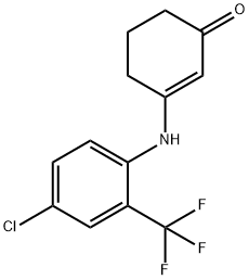 3-{[4-氯-2-(三氟甲基)苯基]氨基}环己-2-烯-1-酮 结构式