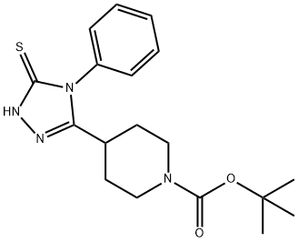 4-(5-巯基-4-苯基-4H-1,2,4-三唑-3-基)哌啶-1-甲酸叔丁酯 结构式