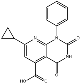 7-环丙基-2,4-二氧代-1-苯基-1,2,3,4-四氢吡啶并[2,3-D]嘧啶-5-甲酸 结构式