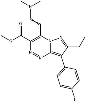 4-[(E)-2-(二甲基氨基)乙烯基]-7-乙基-8-(4-氟苯基)吡唑并[5,1-C][1,2,4]三嗪-3-甲酸甲酯 结构式