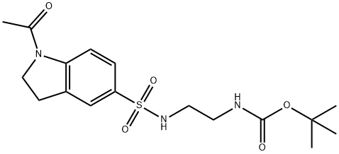 (2-((1-乙酰二氢吲哚)-5-磺胺基)乙基)氨基甲酸叔丁酯 结构式