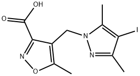 4-[(4-iodo-3,5-dimethyl-1H-pyrazol-1-yl)methyl]-5-methylisoxazole-3-carboxylic acid 结构式