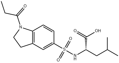 4-甲基-2-{[(1-丙酰-2,3-二氢-1H-吲哚-5-基)磺酰基]氨基}戊酸 结构式