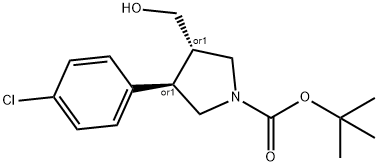 (3R,4S)-3-(4-氯苯基)-4-(羟甲基)吡咯烷-1-甲酸叔丁酯 结构式