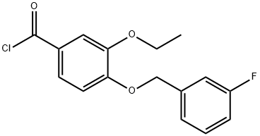 3-乙氧基-4-[(3-氟苄基)氧基]苯甲酰氯 结构式