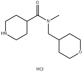 N-Methyl-N-(tetrahydro-2H-pyran-4-ylmethyl)-4-piperidinecarboxamide hydrochloride 结构式