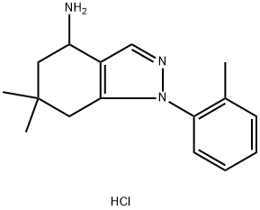 6,6-二甲基-1-(2-甲基苯基)-4,5,6,7-四氢-4-氨基吲唑盐酸盐 结构式