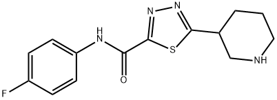 N-(4-氟苯基)-5-哌啶-3-基-1,3,4-噻二唑-2-甲酰胺 结构式