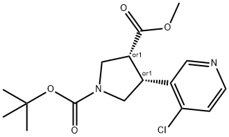 (trans-Rac)-1-tert-Butyl 3-methyl 4-(4-chloro-pyridin-3-yl)pyrrolidine-1,3-dicarboxylate 结构式