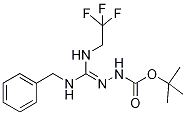 N'-[1-Benzylamino-1-(2,2,2-trifluoroethylamino)met hylidene]hydrazinecarboxylic acid tert-butyl este 结构式