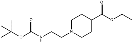 1-[2-(BOC-氨基)乙基]哌啶-4-甲酸乙酯 结构式