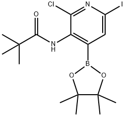 N-(2-Chloro-6-iodo-4-(4,4,5,5-tetramethyl-1,3,2-dioxaborolan-2-yl)pyridin-3-yl)pivalamide 结构式