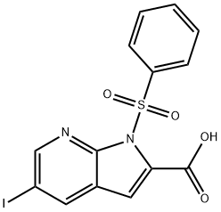 5-Iodo-1-(phenylsulfonyl)-1H-pyrrolo-[2,3-b]pyridine-2-carboxylic acid 结构式