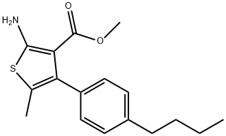 2-氨基-4-(4-丁基苯基)-5-甲基-噻吩-3-羧酸甲酯 结构式