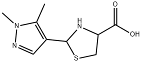 2-(1,5-二甲基-1H-吡唑-4-基)噻唑烷-4-羧酸 结构式