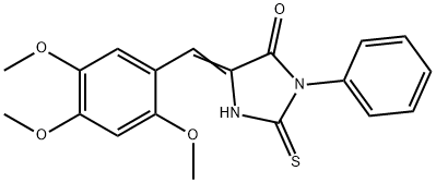 (5E)-3-苯基-2-硫代-5-(2,4,5-三甲氧基苯亚甲基)咪唑啉-4-酮 结构式