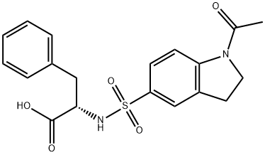 2-[(1-乙酰-2,3-二氢吲哚-5-基)磺酰基氨基]-3-苯基-丙酸 结构式