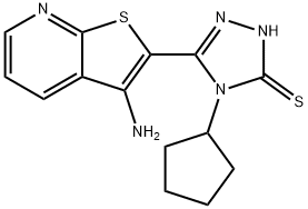 5-(3-aminothieno[2,3-b]pyridin-2-yl)-4-cyclopentyl-4H-1,2,4-triazole-3-thiol 结构式