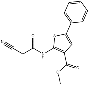 2-(2-氰基乙酰基氨基)-5-苯基-噻吩-3-甲酸甲酯 结构式