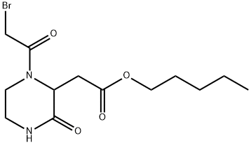 Pentyl 2-[1-(2-bromoacetyl)-3-oxo-2-piperazinyl]-acetate 结构式