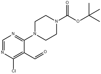 叔-丁基 4-(6-氯-5-醛基-4-嘧啶基)-四氢-1(2H)-吡嗪羧酸酯 结构式